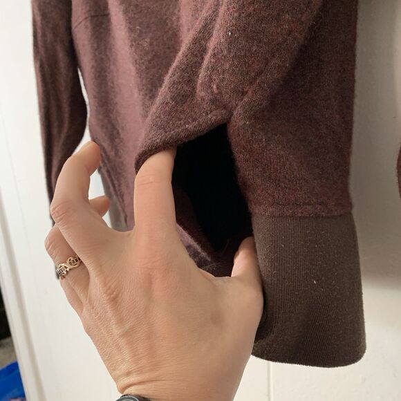 Prana Womens Medium Hoodie Sweater Pullover Pockets Brown Wool Blend Sherpa - Picture 3 of 7